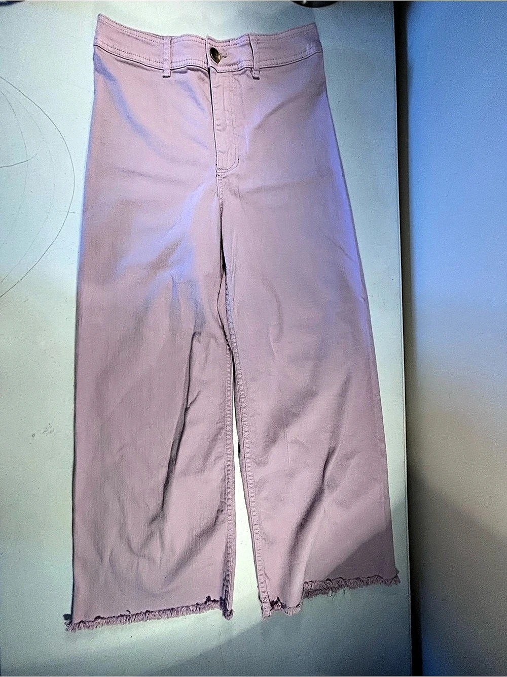 Billabong Rival High Waist Wide Leg Jeans Cropped Pants light purple Waist 29